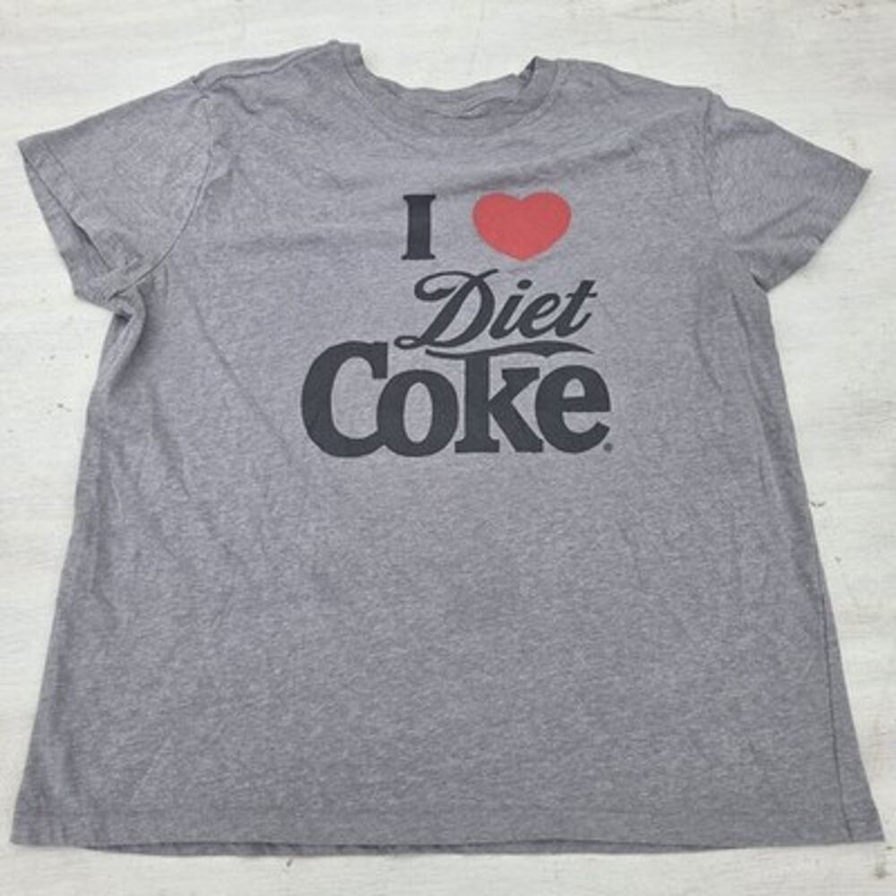 Coca-Cola T Shirt Womens XL I Love Diet Coke Gray Short Sleeve Tee Top